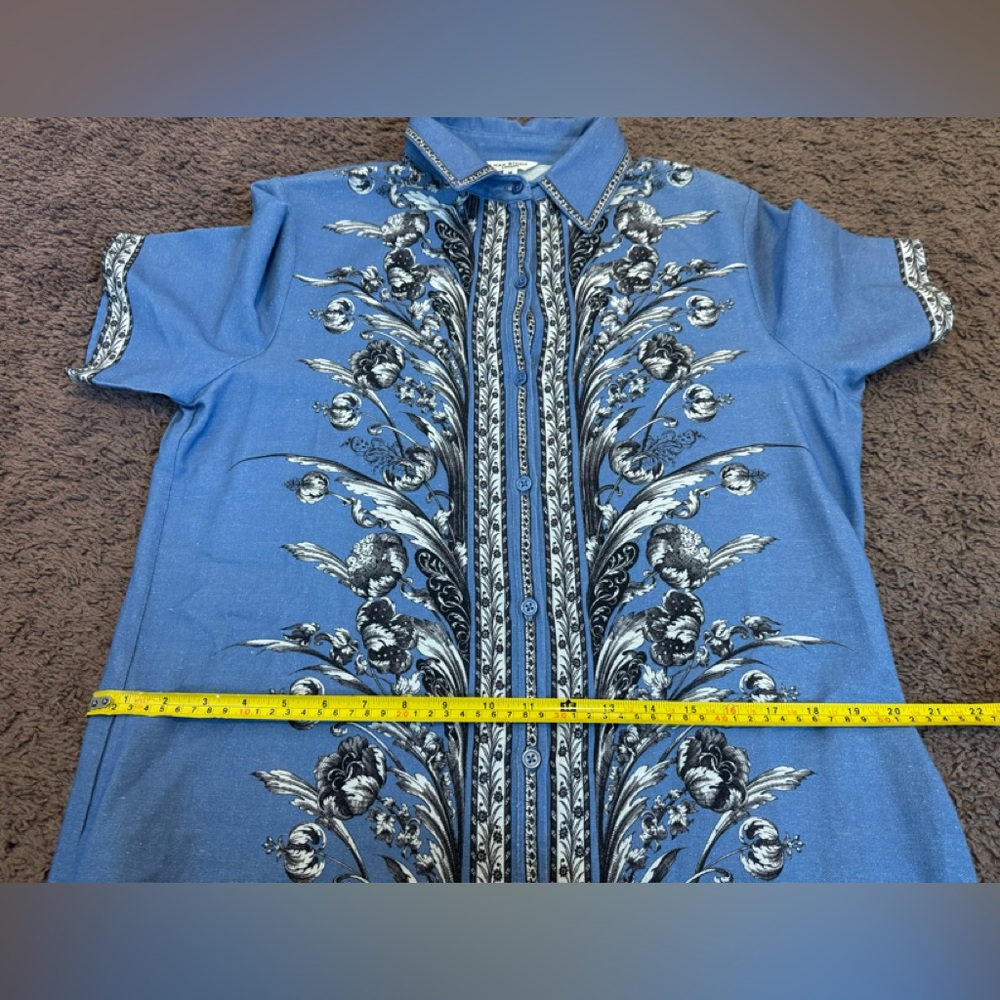 Max Studio Blue Linen Blend Shirt Dress Embroidered Size M NEW - Picture 11 of 12